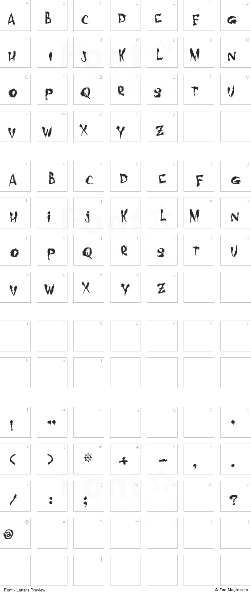 Midnight Hour Font - All Latters Preview Chart